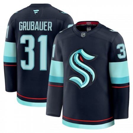 Mænd NHL Seattle Kraken Trøje 2024-25 Fanatics Premium Philipp Grubauer Navy Hjemme